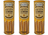 Dolcetto Premium Cream Filled Rolled Wafers Gourmet Zesty Lemon Cookies - Pack of 3 (3 Ounces)