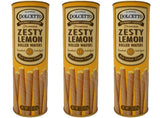 Dolcetto Premium Cream Filled Rolled Wafers Gourmet Zesty Lemon Cookies - Pack of 3 (3 Ounces)