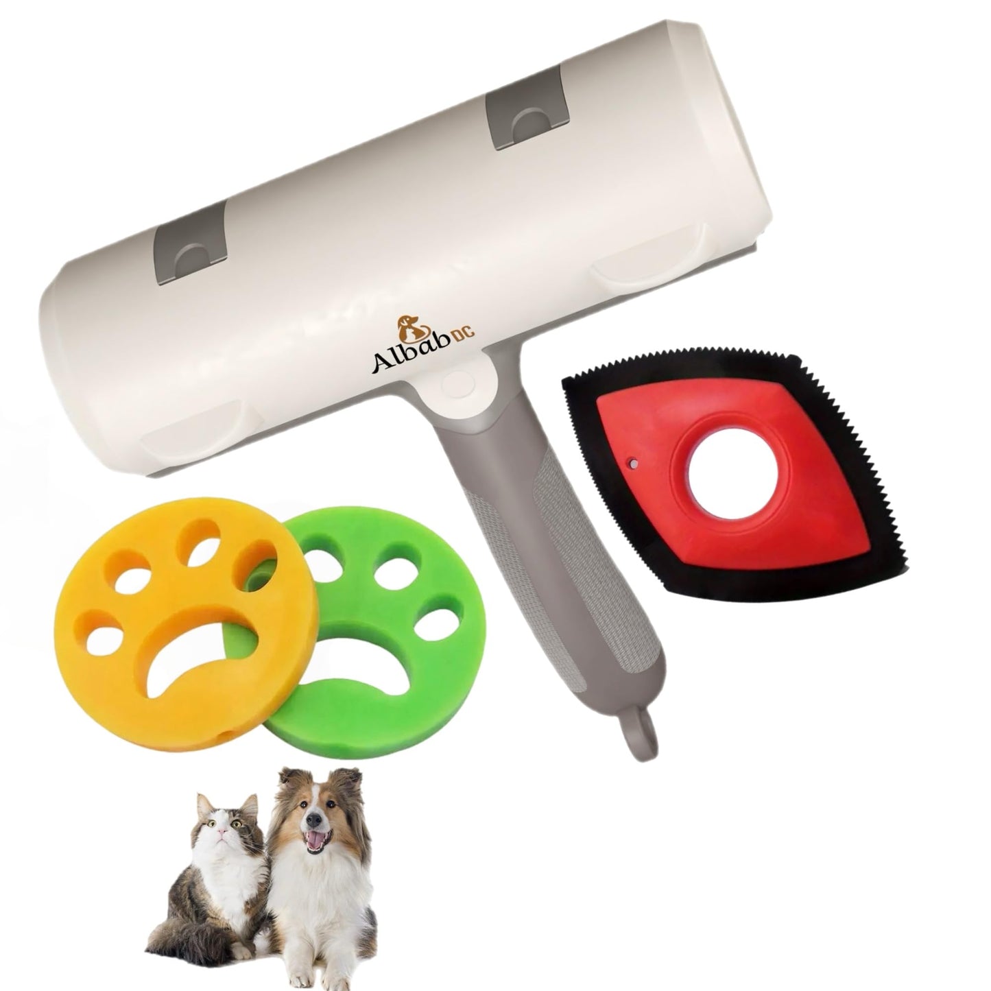 Albab Pet Hair Remover - Reusable Lint Roller - for Couch, Furniture, Clothes, Carpet, Bedding -Cat and Dog Hair -New Self-Cleaning Fur Removal Tool