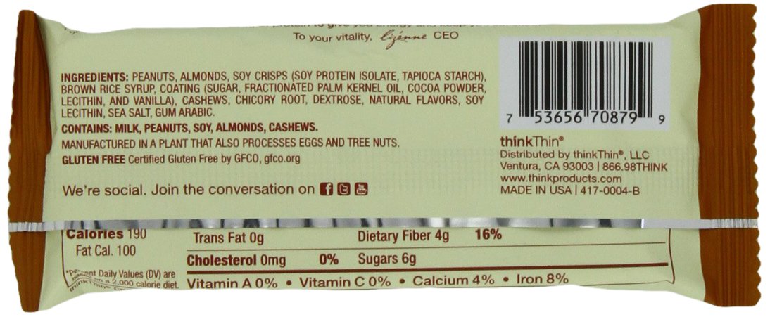 thinkThin Crunch Caramel Chocolate Dipped Mixed Nuts, Gluten Free, 1.41 Ounce Bars (Pack of 15)