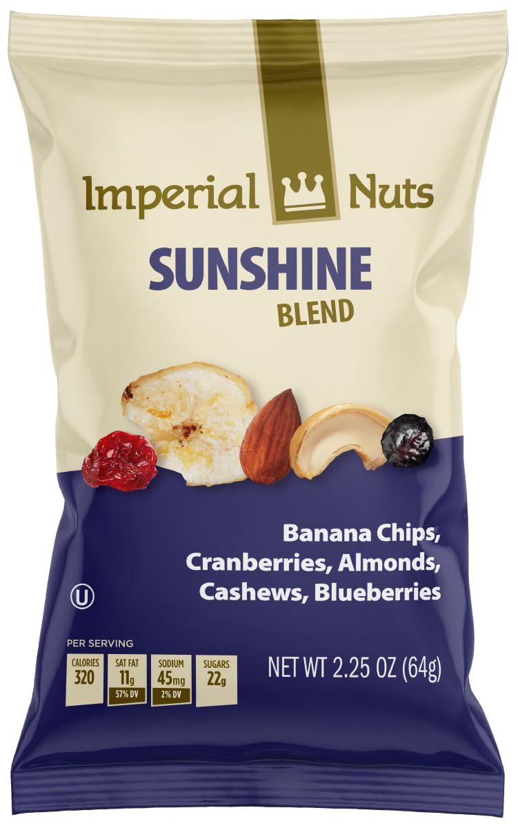 Imperial Nuts - Sunshine Blend (18 Pack x 2.25 oz) Mixed Nuts Snack Packs for Kids & Kids | Protein Snacks Variety Box, Trail Mix of Nuts Seeds Dried