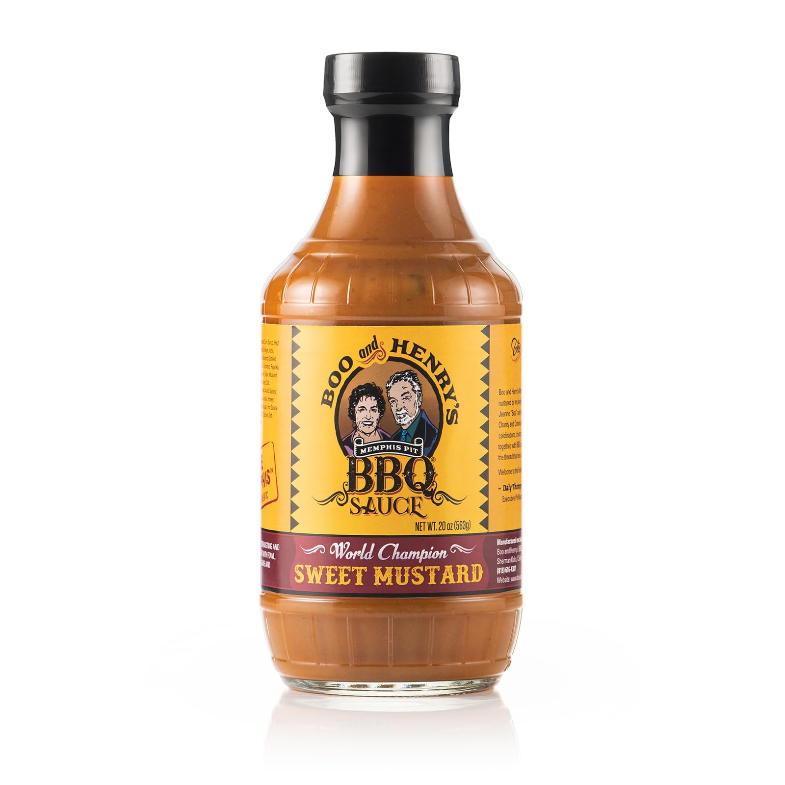 Boo and Henry's BBQ Sweet Mustard Barbecue Sauce, 1998 Memphis in May World Champion Sauce, South Carolina Sweet 'n Sassy, All-Natural, Gluten-Free