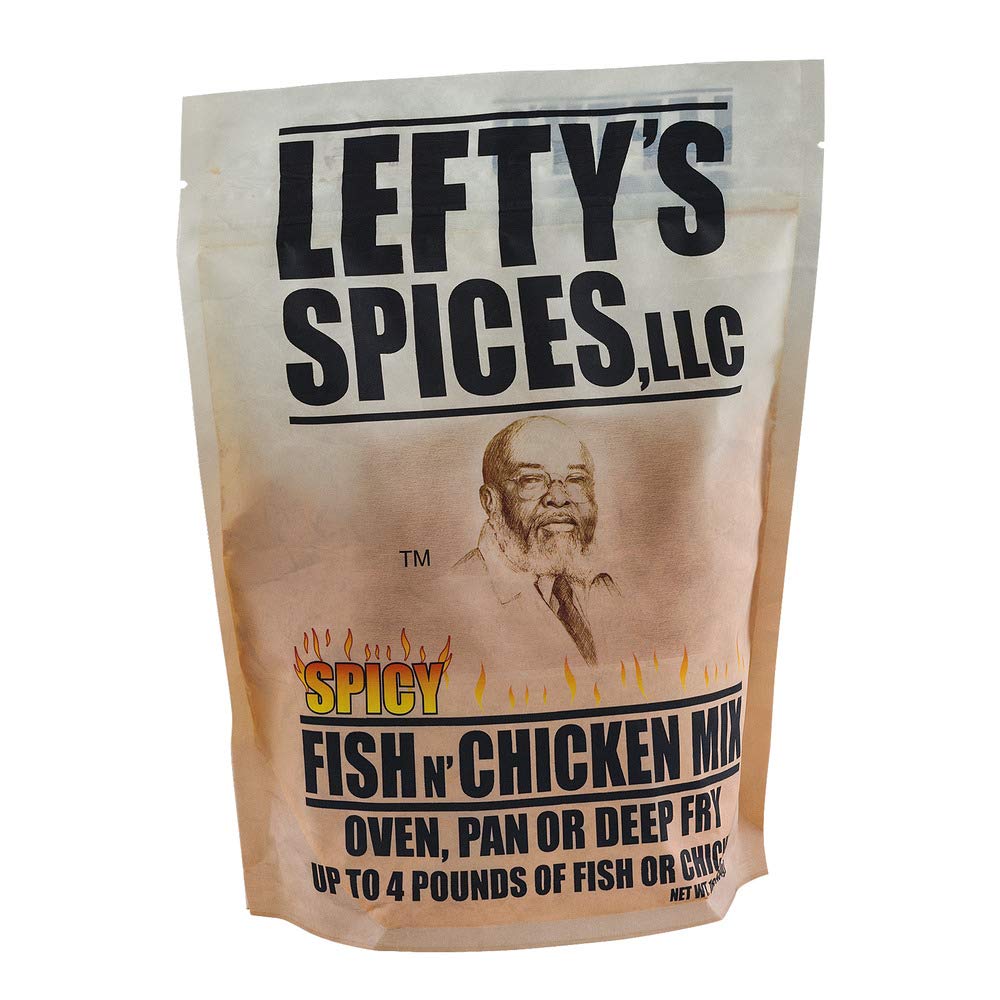 Lefty's Spices Fish N' Chicken Mix for Oven, Pan or Deep Fry 16oz Bag (Pack of 3) Chose Flavor Below (Spicy)