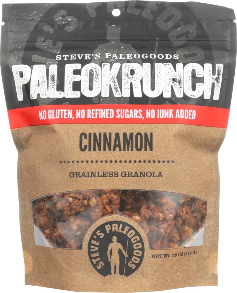 Steve's PaleoGoods Cinnamon PaleoKrunch Cereal 7.5oz (Pack of 3) - Gluten Free Granola Organic, Low Carb Cereal, Grain Free Low Calorie Keto Snack