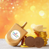 The Dreidel Company Hanukkah Chocolate Gelt, 12-Pack Mesh Bags of Milk Chocolate Coins, Kosher Certified Dairy, Dreidel and Menorah Design Chanukah