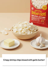 Korean Food O!Snack Garlic Butter Shrimp Chips, Crispy Shrimp Snack with Butter & Garlic Flavor, Extra Large 1 lb Bag, Family Size, Great for Sharing