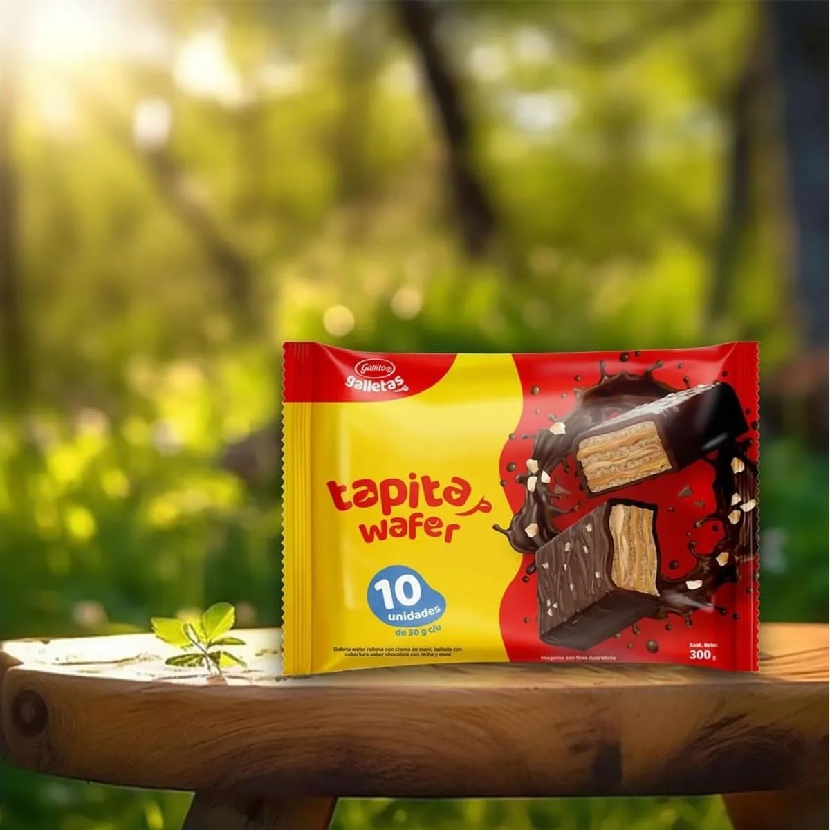 Gallito Tapita Chocolate Covered Peanut Cream Wafer Cookies, - 10 Units per Bag - 300g Each - Costa Rican Snack Favorite - 2 Pack