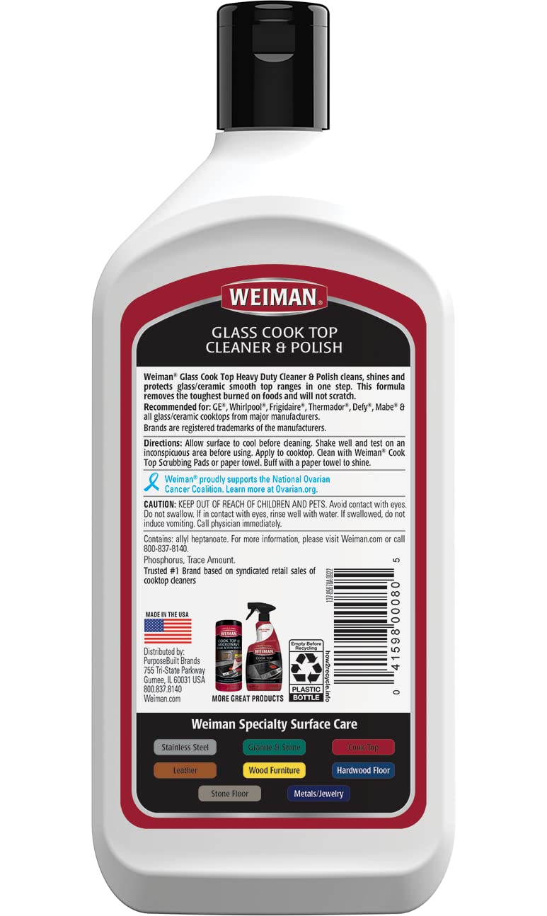 Weiman Ceramic and Glass Cooktop Cleaner and Polish - 20 Ounce - Shines and Protects Glass and Ceramic Smooth Top Ranges with its Gentle Formula
