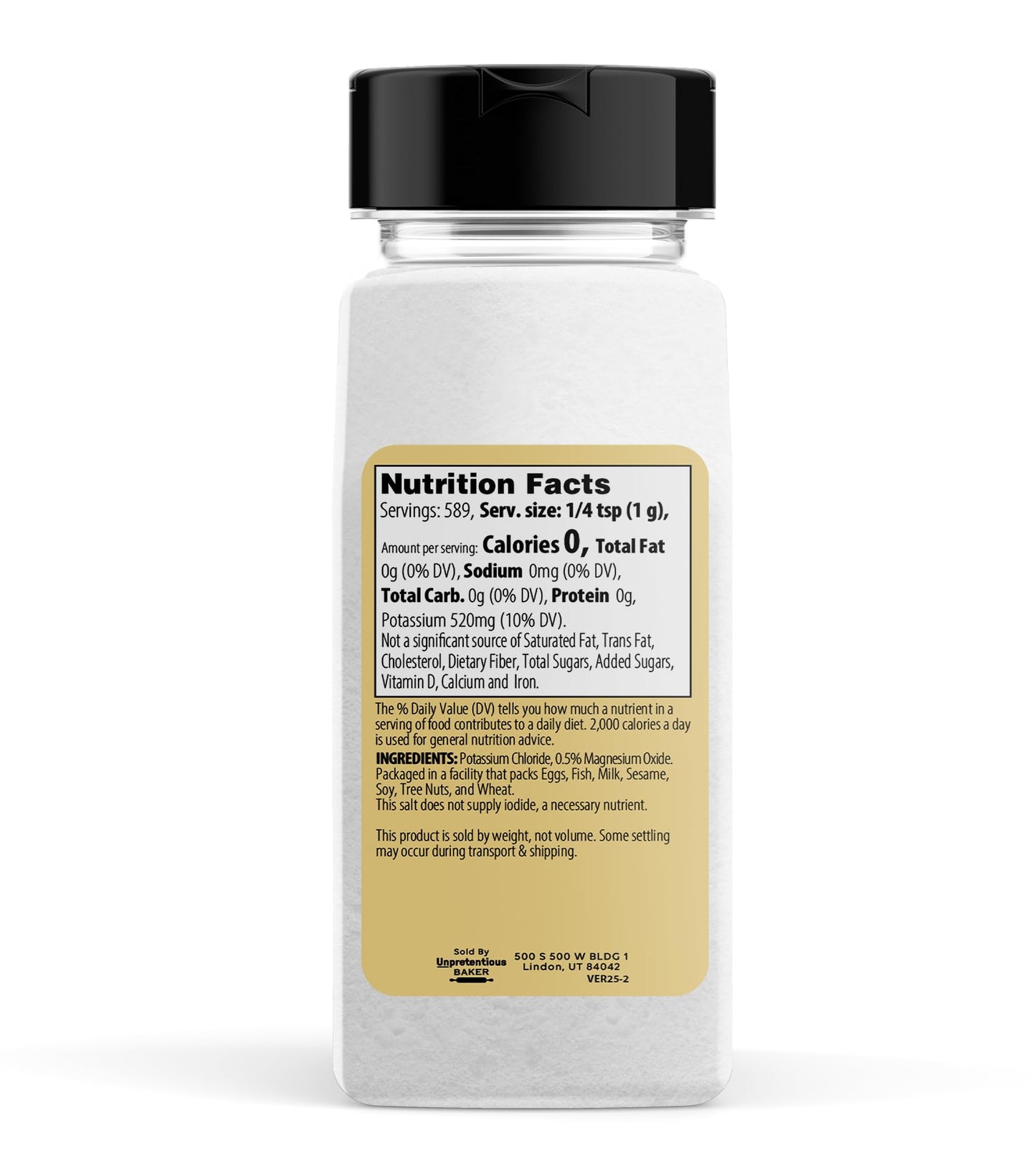 Unpretentious No Sodium Salt Substitute, Potassium Chloride, Salty Taste, Fine Grain (1.3 Pound)