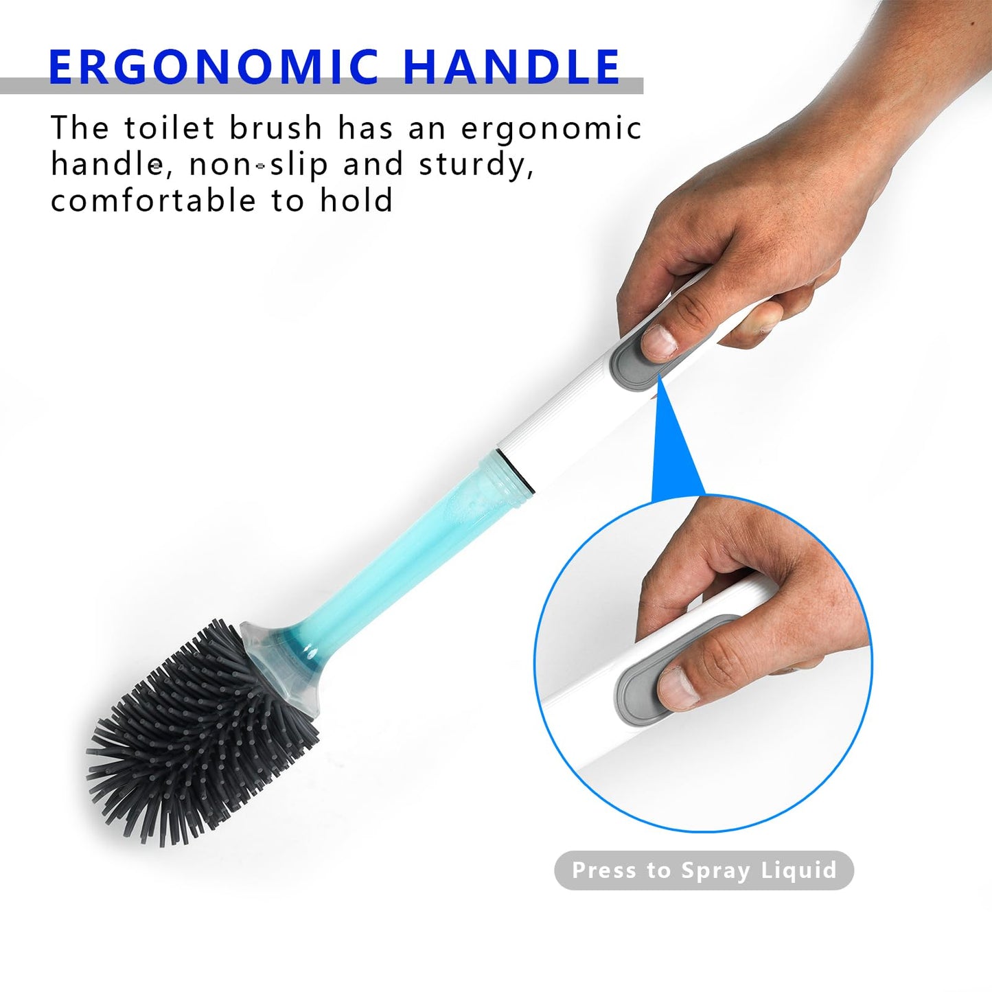 REDANT Toilet Brush and Holder Set, Silicone Toilet Bowl Brush/Cleaner Scrubber, Reusable Bathroom Cleaning Supplies with Cleaners Dispenser