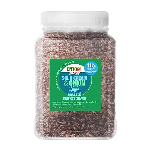 Sour Cream & Onion Roasted Edible Crickets - Pound Size - Pound Size - Crickets you can eat - Farm raised for human consumption, 16 Ounce