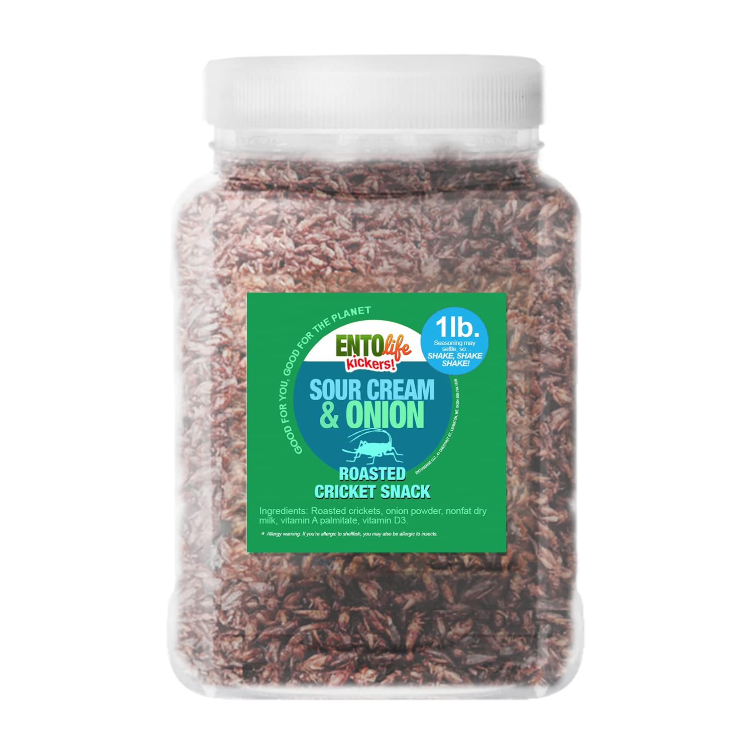 Sour Cream & Onion Roasted Edible Crickets - Pound Size - Pound Size - Crickets you can eat - Farm raised for human consumption, 16 Ounce