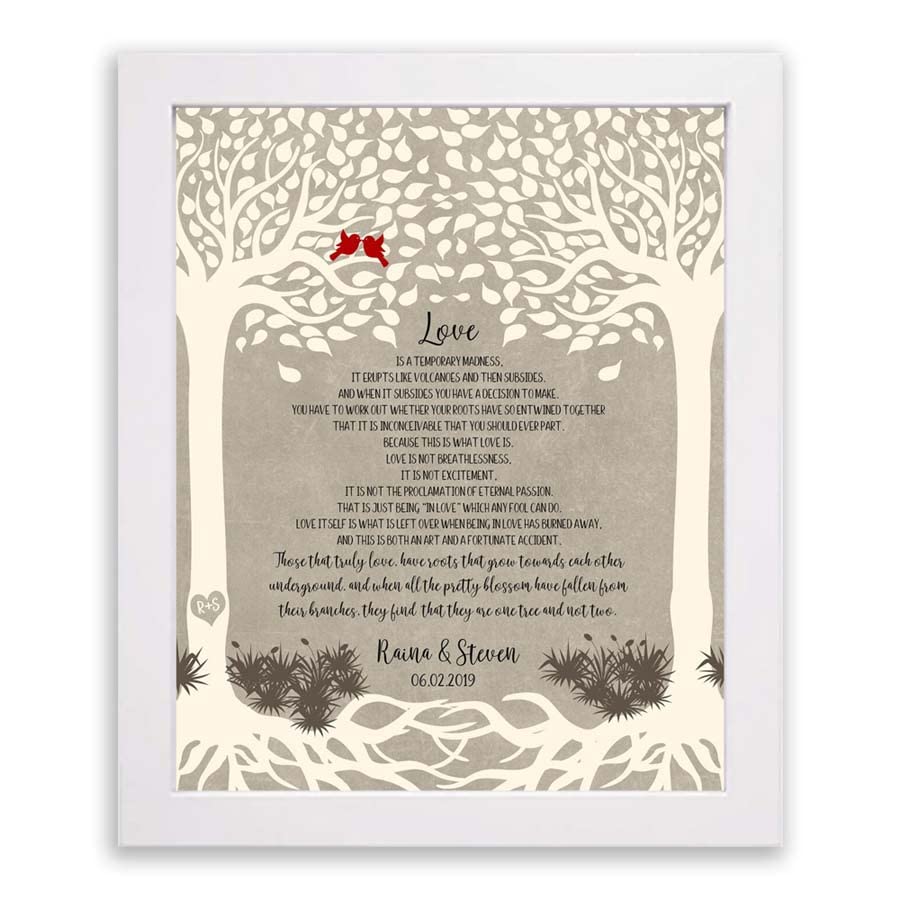 Lucky Tusk Two Trees, Intertwined, Temporary Madness, Roots Under Ground, Gift for Newlyweds, Custom Anniversary #1766,