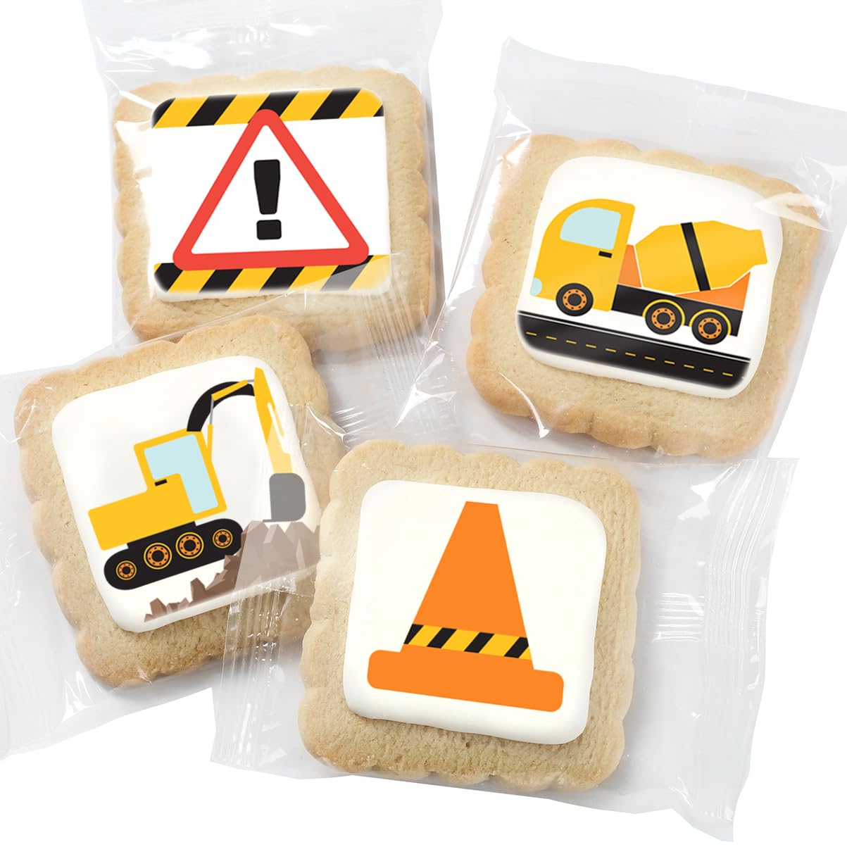 Construction Cookies individually Wrapped | Bulk Party Favors Birthday Party | Bulldozer Excavator Digging Vehicles | Birthday Baby Shower