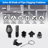 7Pcs Drain Cleaner Combination Cutter Head Set, 16mm Manganese Steel Blades For Pipeline Dredging Cleaning Machine, 6 Cutter Heads 1 Key