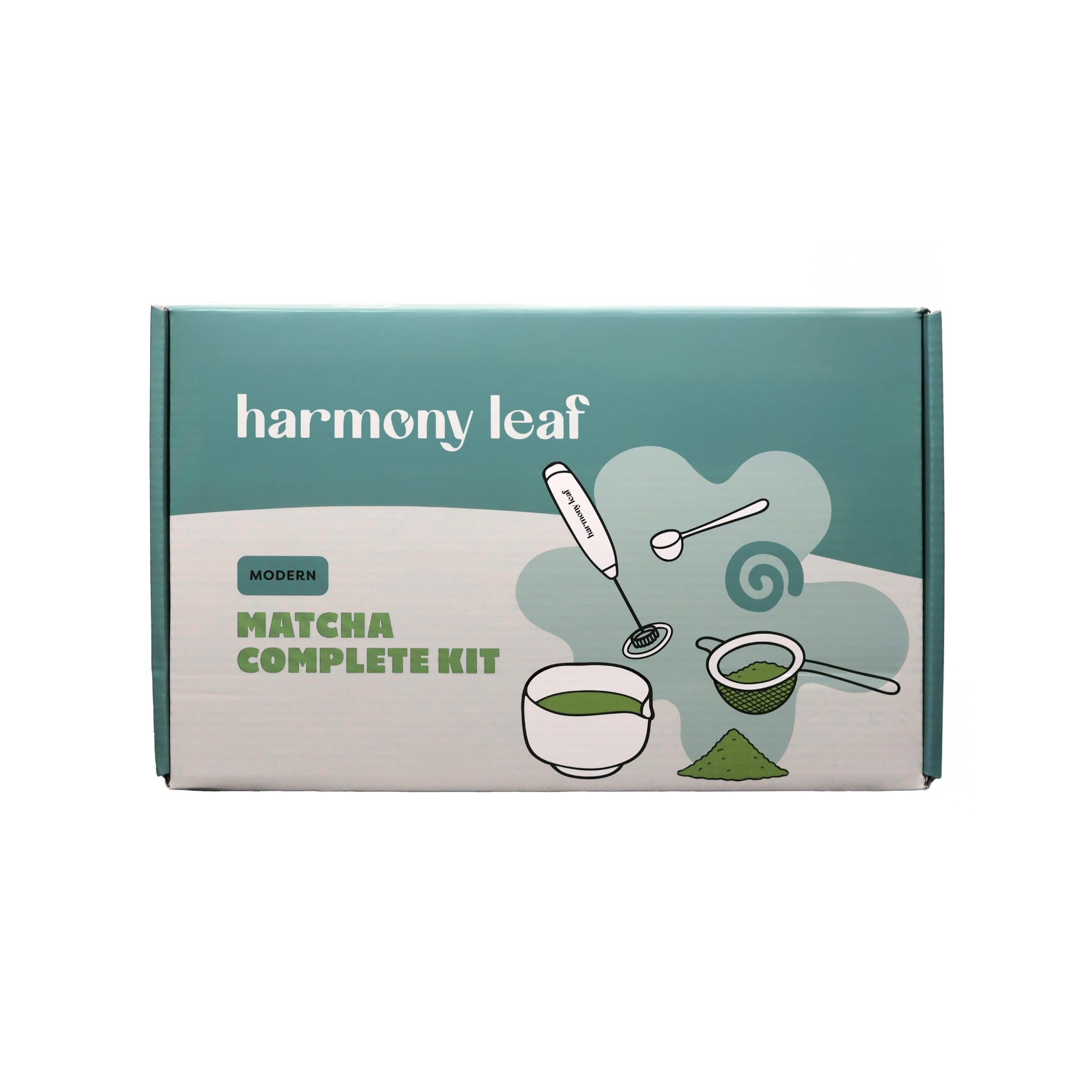 Modern Matcha Complete Kit, 4 Piece Set with Sifter, One Half Teaspoon Scoop, Ceramic Bowl and Electric Milk Frother