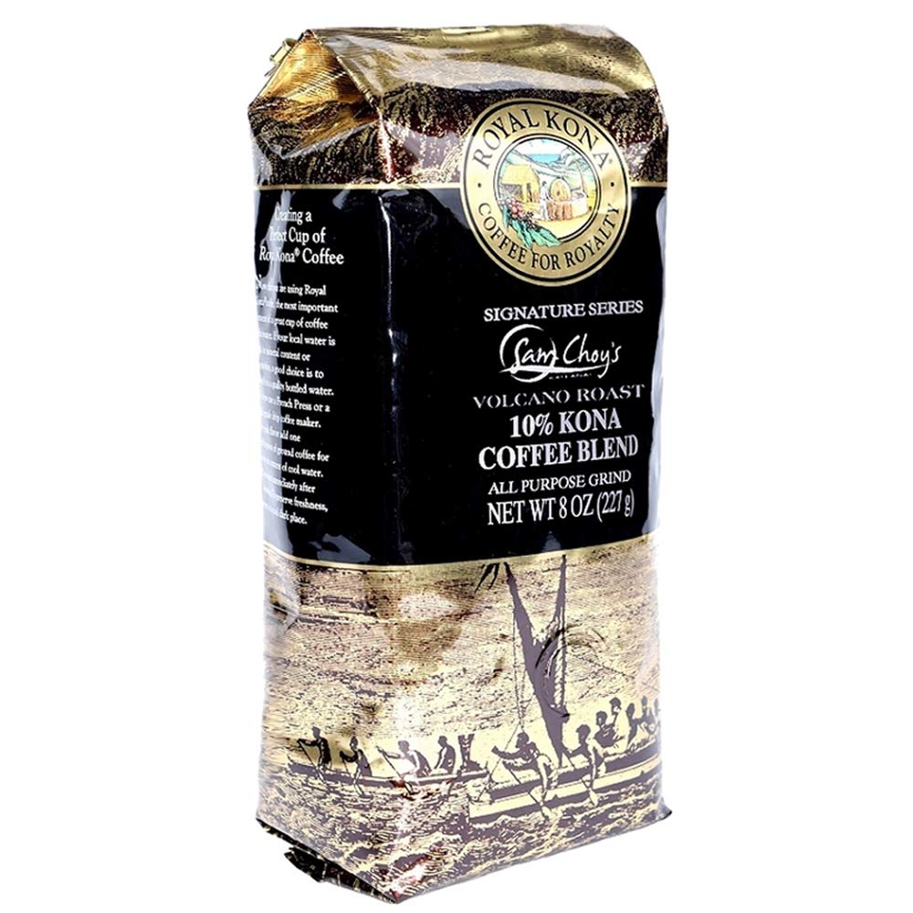 Royal Kona 10% Kona Coffee, Sam Choy's Volcano Roast/Ground, 8 Ounce