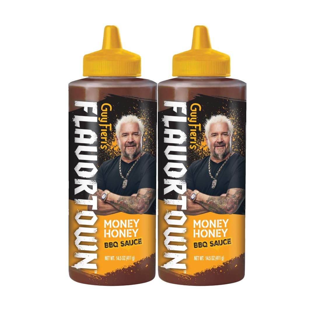Guy Fieri's Flavortown Money Honey BBQ Sauce - Honey Barbecue Sauce, Sweet BBQ Sauce, For Chicken Wings, Pork, & Ribs, Use for Marinades, Glazes