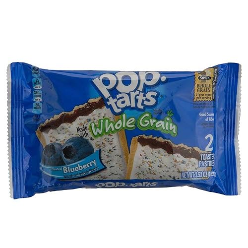 Kelloggs Pop Tarts Whole Grain Blueberry Toaster Pastries, 3.53 Ounce - 72 per case.