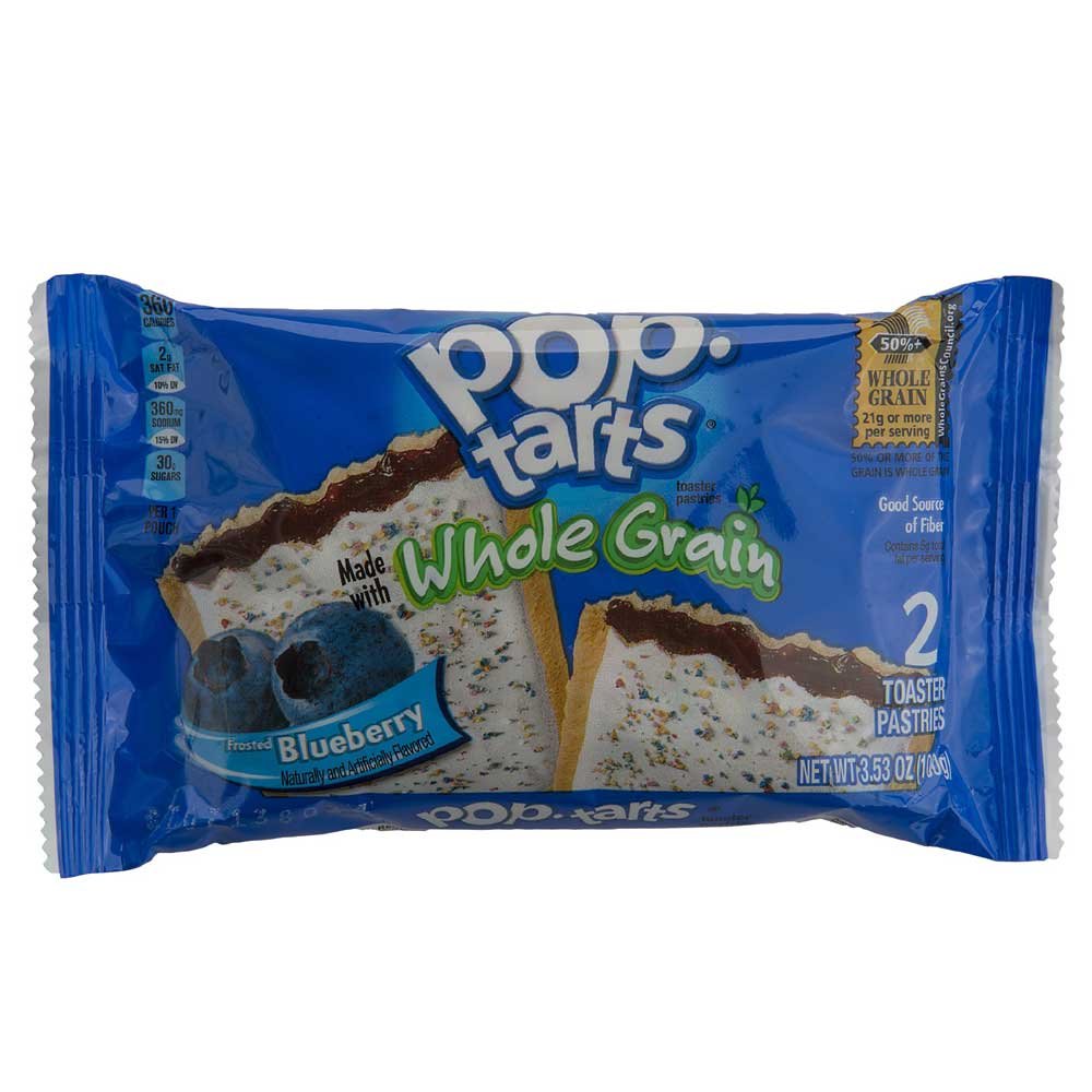 Kelloggs Pop Tarts Whole Grain Blueberry Toaster Pastries, 3.53 Ounce - 72 per case.