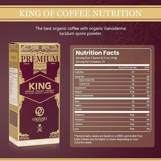 ORGANO Combo Pack, 1 box Black Coffee And 1 box King of Coffee 100% Certified Organic Gourmet Coffee