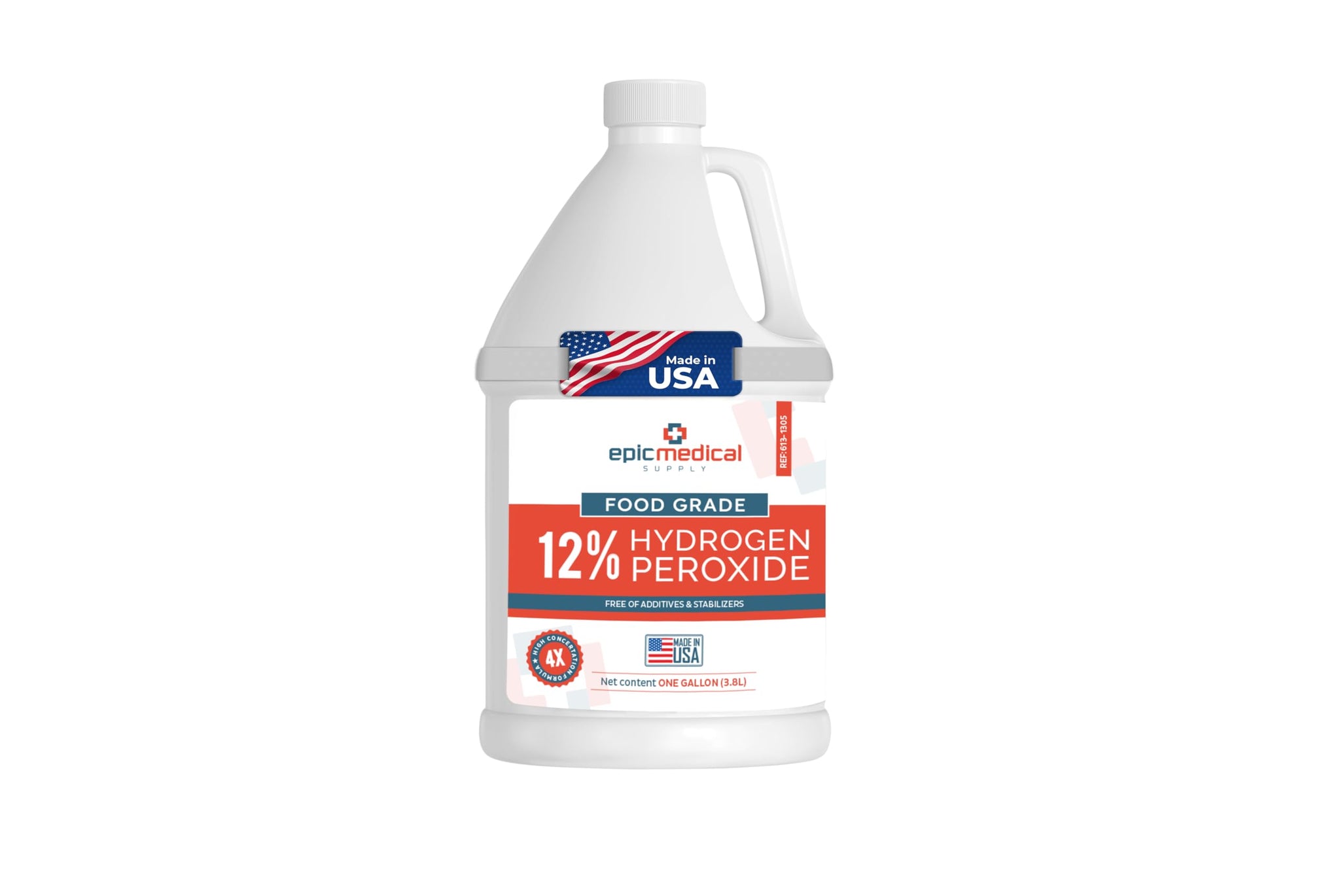 Epic Medical Supply 12% Food Grade Hydrogen Peroxide - Ultra-Concentrated H2O2 Peroxide Cleaner - 1 Gallon Bottle - Bleach Alternative for Household