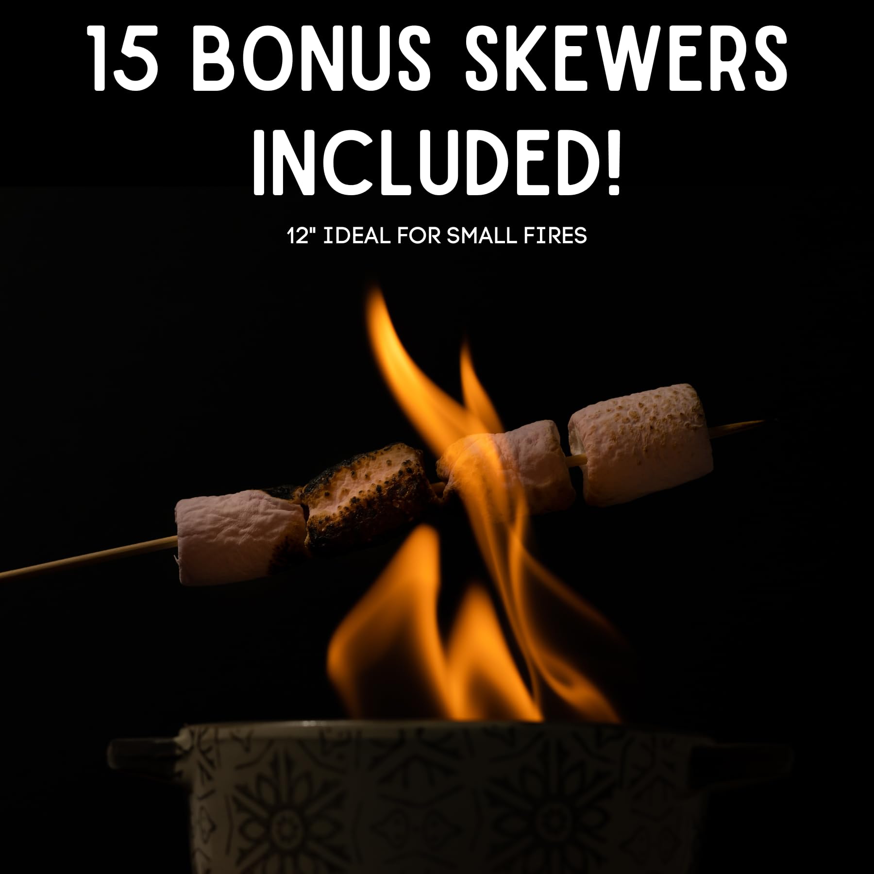 1 Pound of Large White Marshmallows with Bonus Roasting Sticks - Made with Natural Vanilla, No Artificial Flavors - Great for Campfires, S'Mores, Rice
