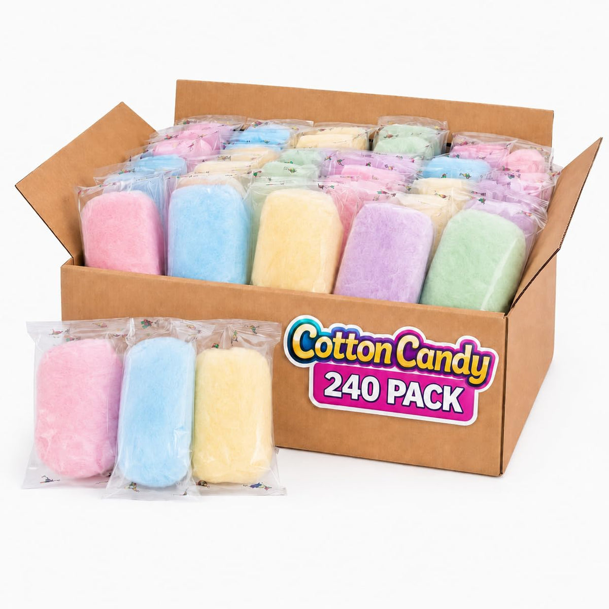 Lupy Lups! Cotton Candy Party Pack - Individually Wrapped Small bags, 0.5 oz Each - Perfect for Stockings, Treats, Party Favors, Buffet Tables,