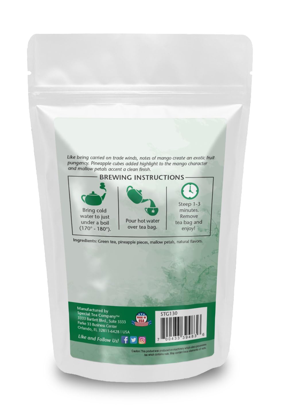 Special Tea Company Blue Mango Green Tea 15 Pyramid