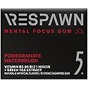 RESPAWN by 5 Gum Mental Focus Gum, Pomegranate Watermelon Sugar Free Chewing Gum, 15 Sticks