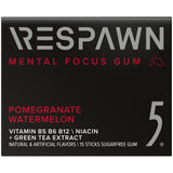 RESPAWN by 5 Gum Mental Focus Gum, Pomegranate Watermelon Sugar Free Chewing Gum, 15 Sticks