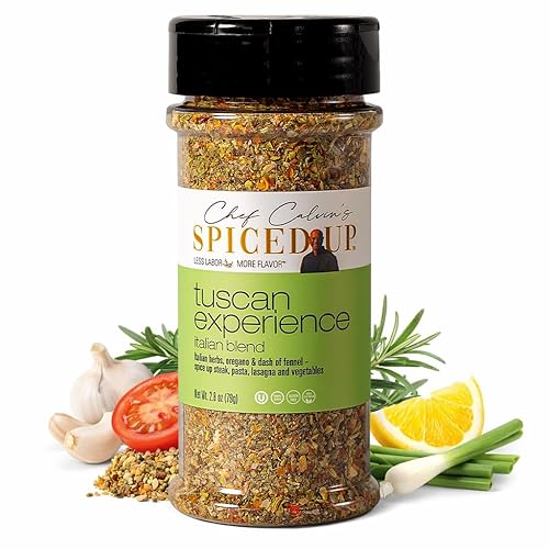 Spiced Up Tuscan Experience Seasonings and Spices for Cooking, Italian Herbs and Spices with Garlic, Fennel & Tomato, Tuscan All Spice Seasoning Dried