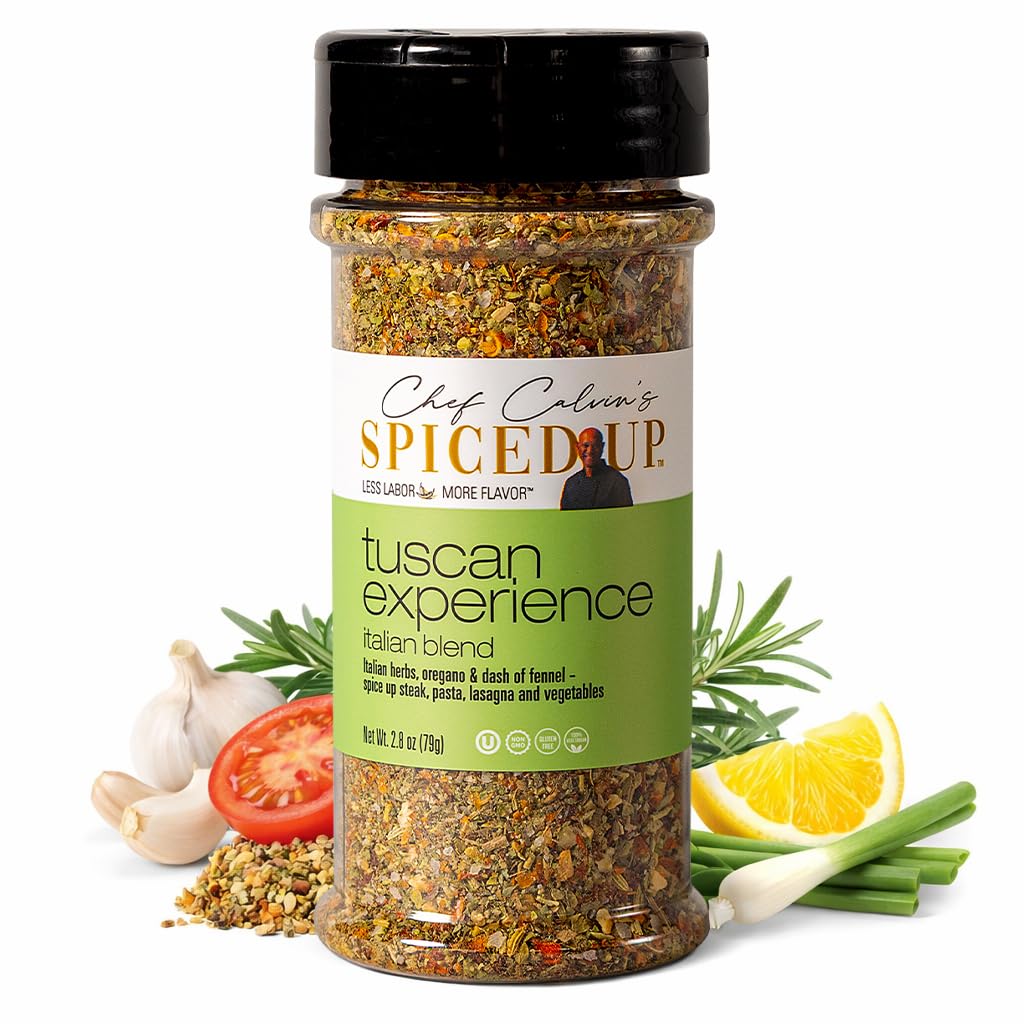 Spiced Up Tuscan Experience Seasonings and Spices for Cooking, Italian Herbs and Spices with Garlic, Fennel & Tomato, Tuscan All Spice Seasoning Dried