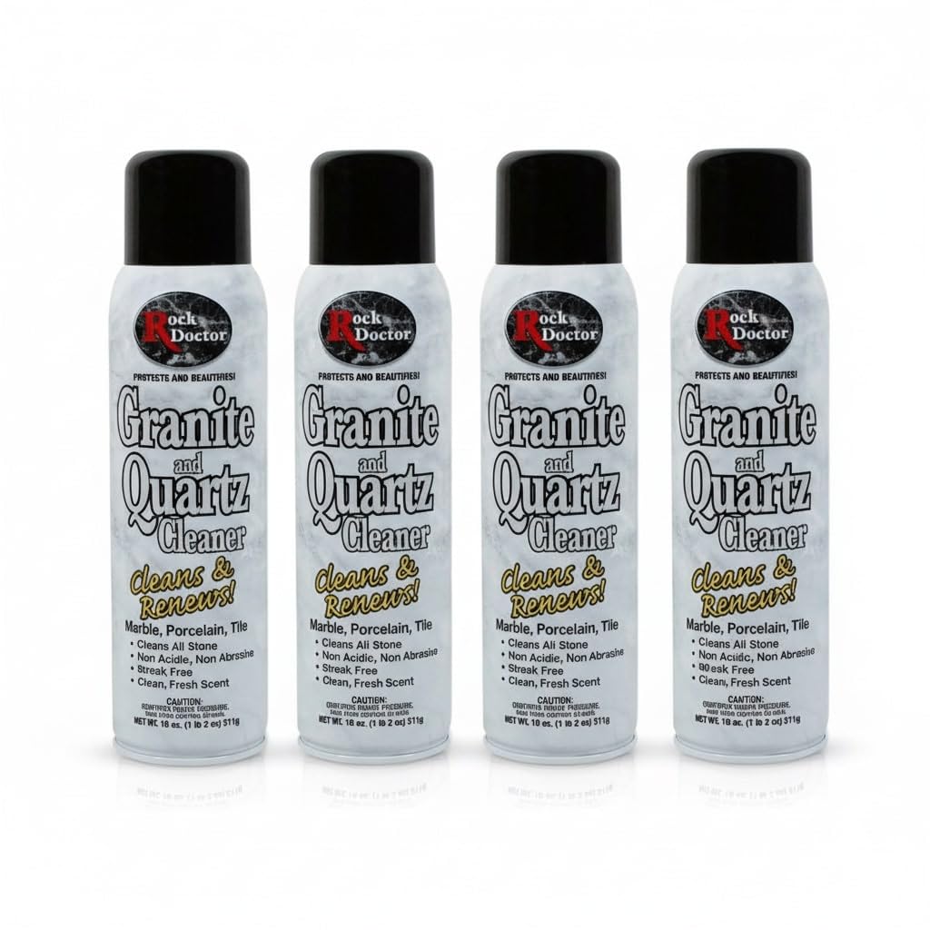 Rock Doctor Granite & Quartz Cleaner Spray 18 oz. Can, Cleans Tile, Marble, Kitchen Countertop, and Natural Stone Surfaces, Streak-Free Shine - Pack