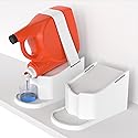IMPRESA Laundry Detergent Stand - 2-Pack, White Drip Catcher & Liner, Laundry Detergent Storage - Hook & Loop Strap & Secure Grip Feet, Room