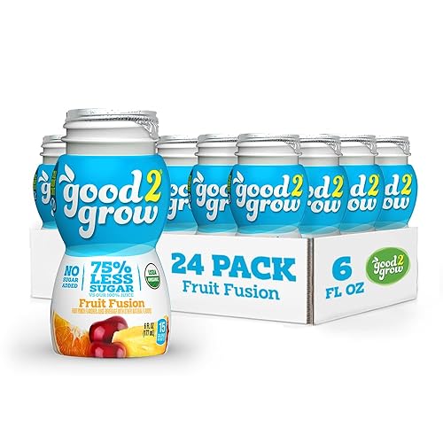 good2grow Organic Fruit Fusion Juice for Kids - Juice Bottles Bulk 24 Pack, Reusable Bottle, No Sugar Added - 6 fl oz, Pack of 24 (Spill Proof Tops