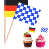 Blulu 100 Pieces Oktoberfest Toothpick Party Accessory Disposable German Flag Toothpick Bavarian Flag Picks Cupcake Toppers Decoration Oktoberfest