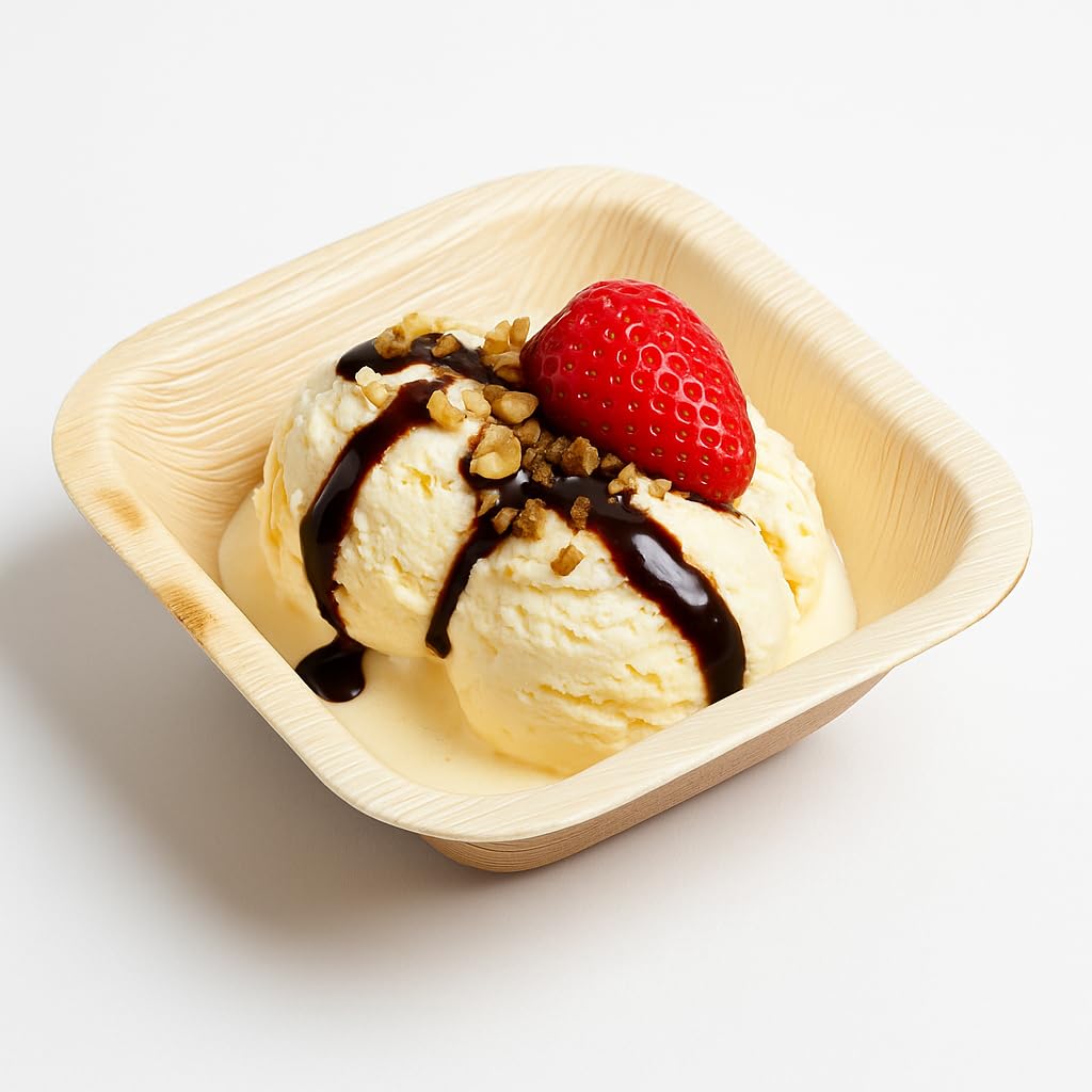 Pattal 4" square shaped areca palm leaf disposable bowls. Pack of 25. Organic Tableware, Biodegradable party ware, use for Thanksgiving, wedding