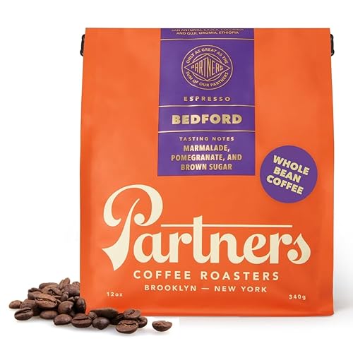 PARTNERS COFFEE ROASTERS - Whole Bean Coffee (Bedford - Espresso, Medium Roast) 12oz - Fruity, Complex, Espresso - Whole Coffee Beans - Lab Tested