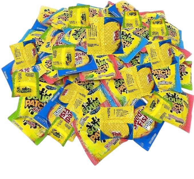 Bulk Gummy Candy Assortment - 1.5-Lbs Sour Patch Original, Tropical, Zombie and Watermelon, and Gummy Candy Minis - Sweet and Sour Soft Candy Party