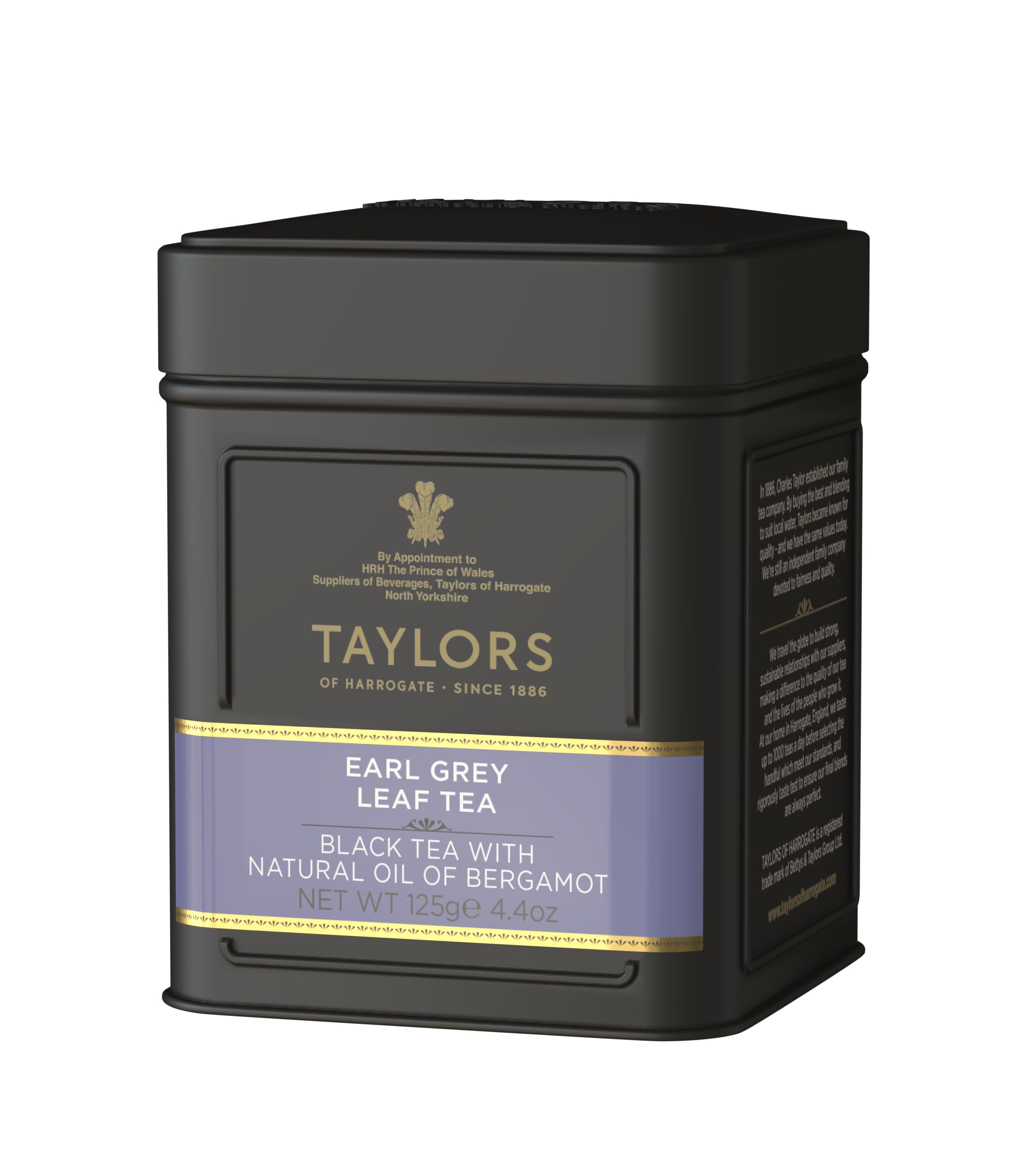 Taylors of Harrogate Earl Grey, Loose Leaf, 4.41 Ounce Tin Caddy (Pack of 1), Fragrant, Delicate & Light, Caffeinated, Premium Whole Leaf Tea