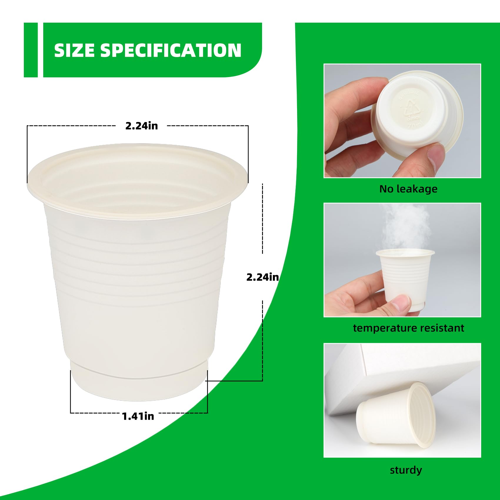 SHAUMN 3 oz 300 Pack Compostable Disposable Bathroom Mouthwash Cups, A Great Replacement for Paper Ones,Used for Mini Snack,Hot/Cold Drinking Cup