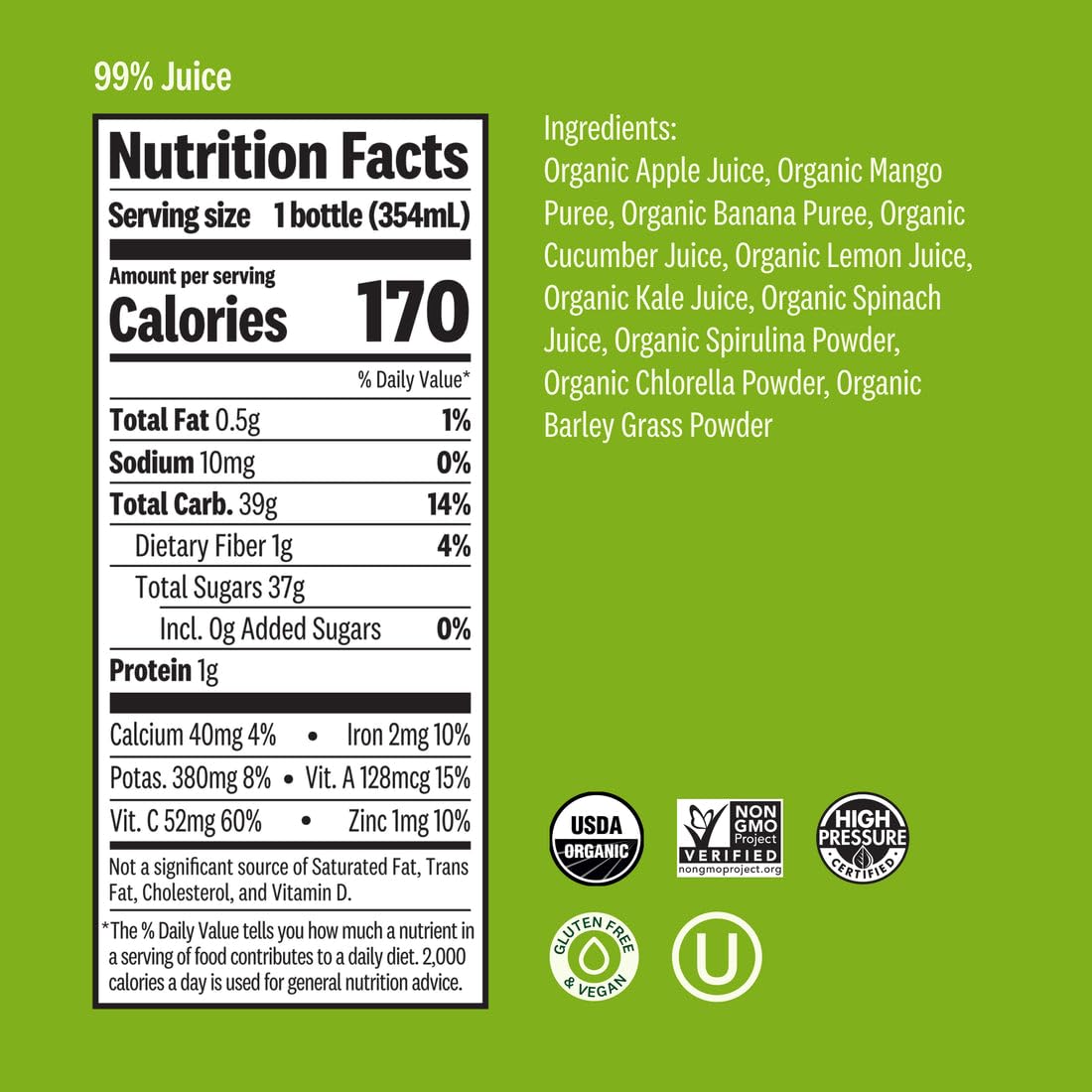 Suja Essentials Organic Green Delight Juice, 12 Fluid Ounce -- 6 per case.
