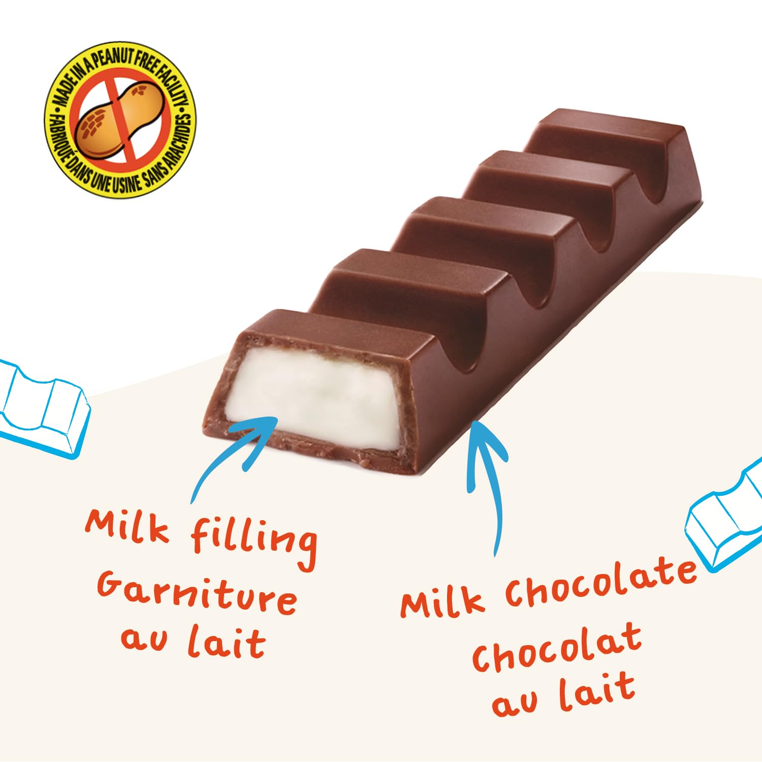 Kinder Chocolate Single Bars, 6-Pack. Individually Wrapped Milk Chocolate Bars (126g)