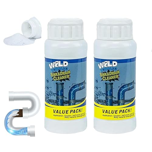 2pc Wild Tornado Sink and Drain Cleaner Powder - Powerful Pipe Dredge for Kitchen & Toilet, Drain Clog Remover, Pipeline Dredging Agent (2)