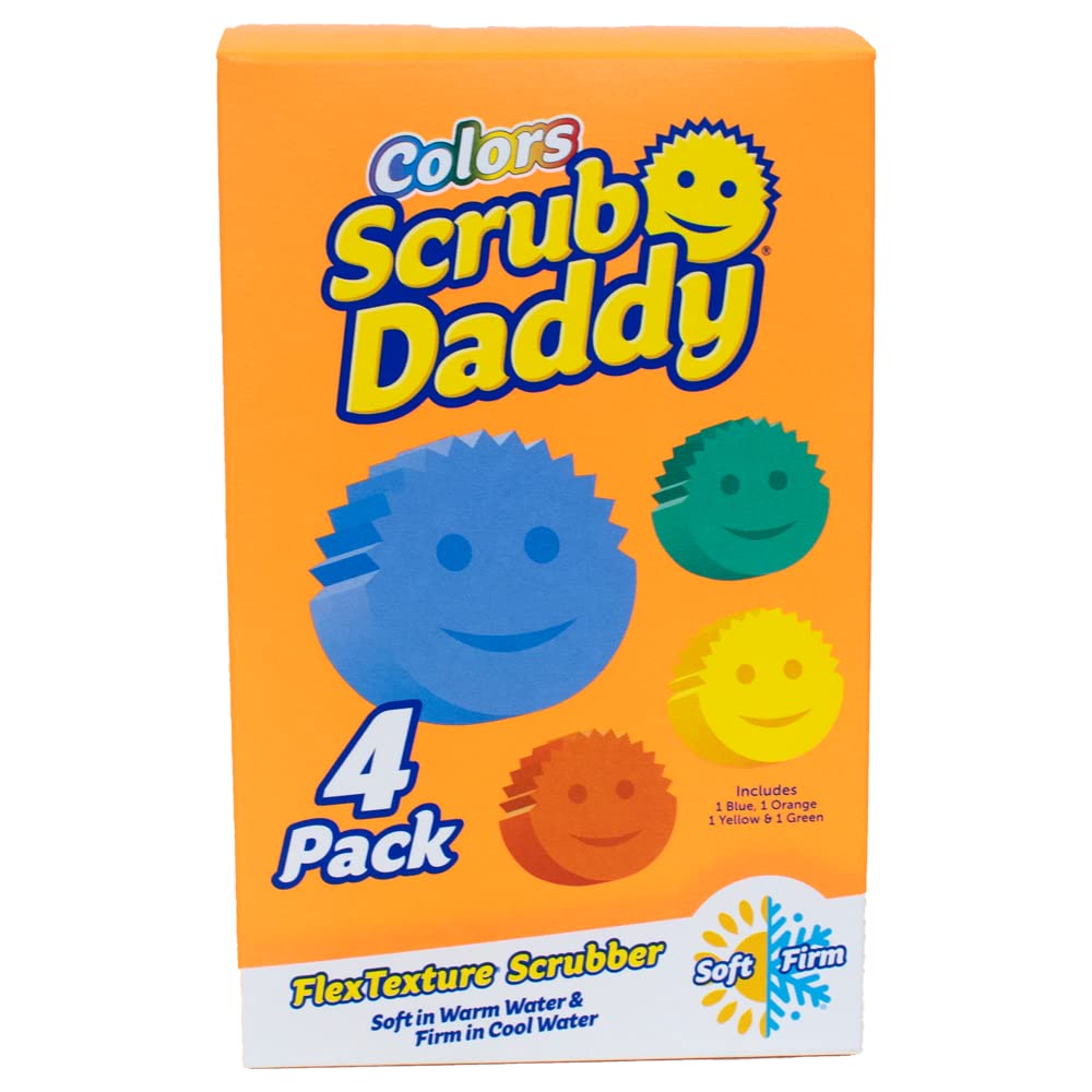 Scrub Daddy Colors - Color Code Cleaning, FlexTexture, Soft in Warm Water, Firm in Cold, Deep Cleaning, Dishwasher Safe, Multi-use, Scratch Free, Odor