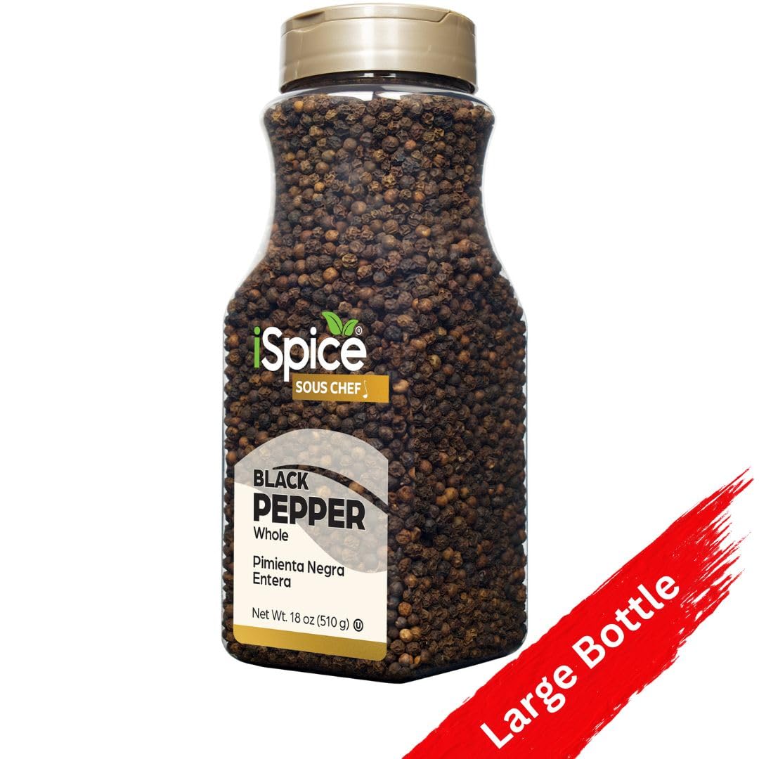 iSpice | Black Pepper Whole | 18 oz | Bulk Size | Gourmet Spice | Kosher