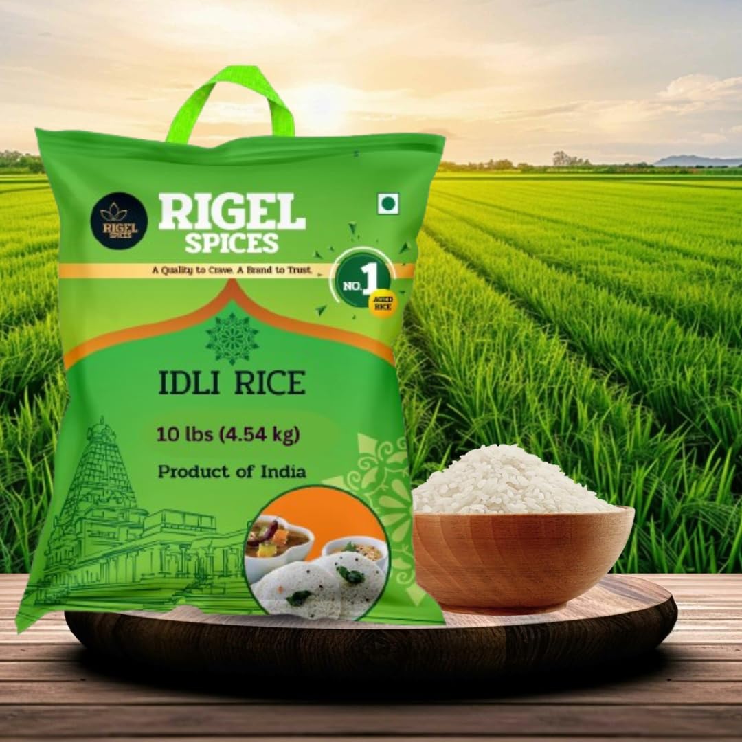 Rigel Spices Idly Rice10 lbs (4.54 kg) | Authentic South Indian Rice for Soft & Fluffy Idlis and Crispy Dosas | Ideal for Breakfast, Daily Meals, and Traditional Recipes