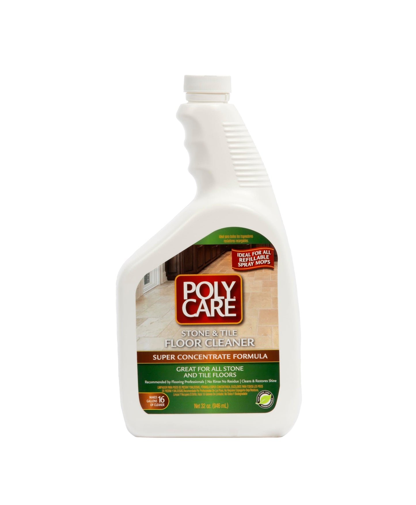 PolyCare Stone & Tile Floor Cleaner Super Concentrate - 32 Fl Oz - Fresh- Dilute Concentrate with Water for Spray Mops and Spray Bottles