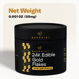 BeePoint 24K Edible Gold Foil Flakes - 30mg Gold Flakes for Cake Decorating, Baking, Cooking, Cupcakes, Chocolates, Drinks - Edible Gold Sheets